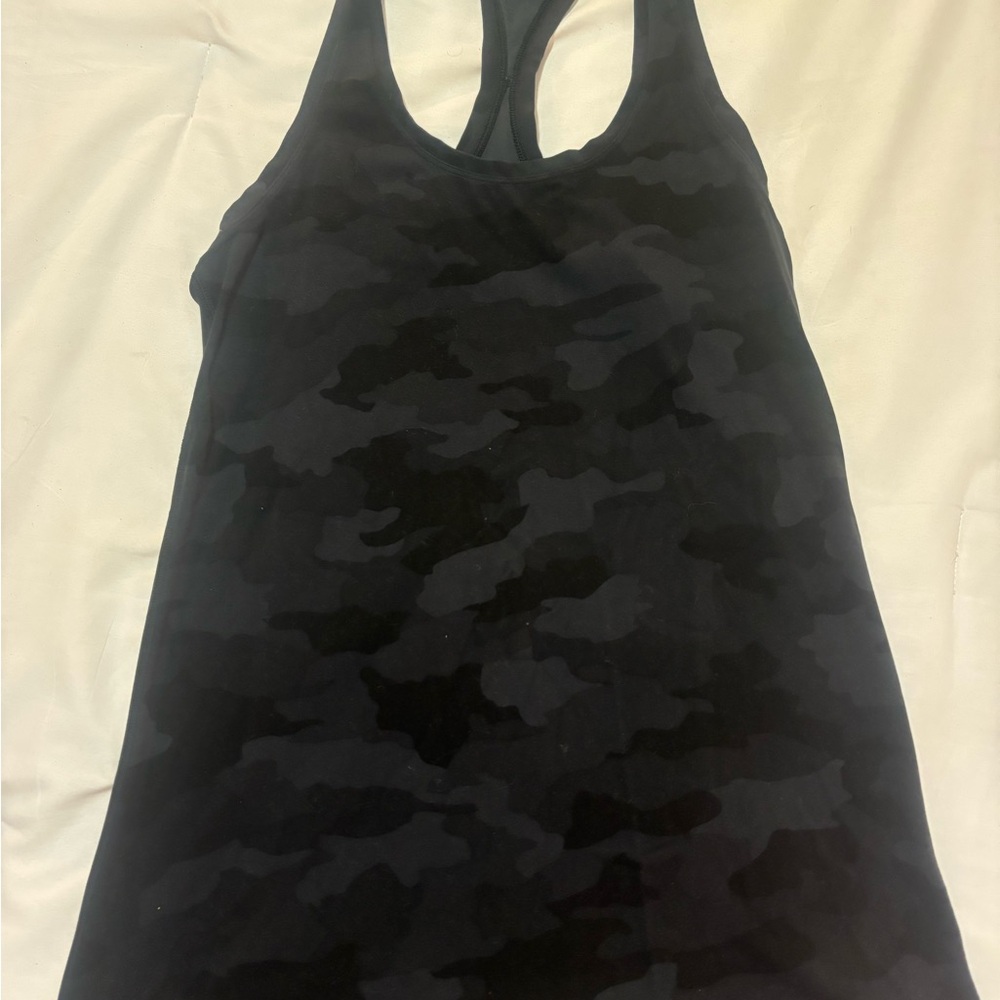Lululemon Black Camouflage Women's Tank Top Swiftly Tech Racerback Waist Length